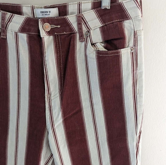 Forever 21 Red & White Striped Jeans - Picture 2 of 6